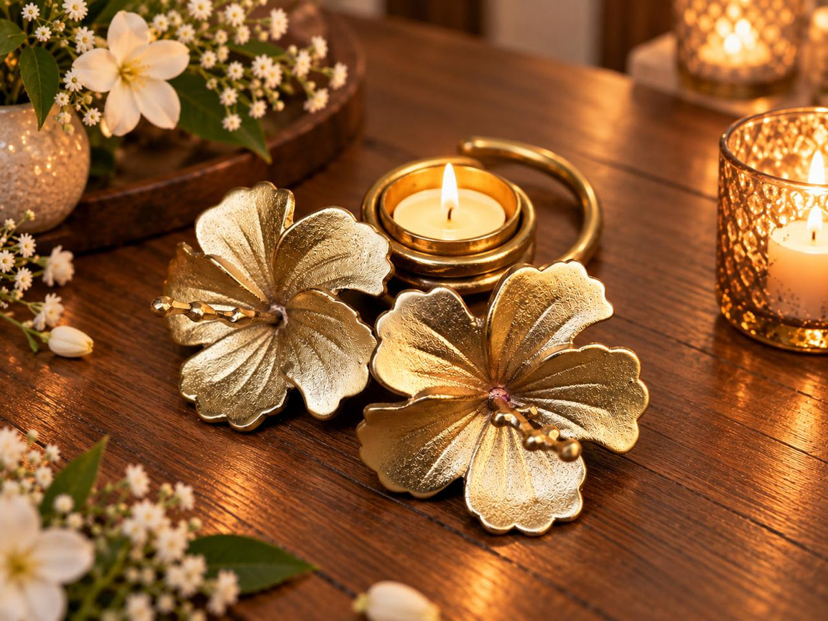 HIBISCUS CANDLE HOLDERS SET